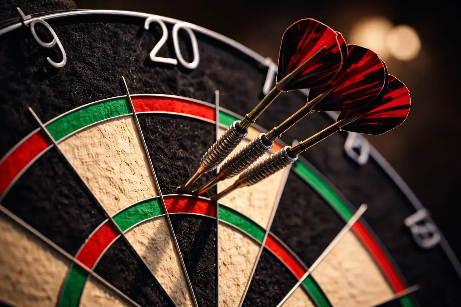Darts 180er Maximum mit drei Pfeilen in der Triple-20