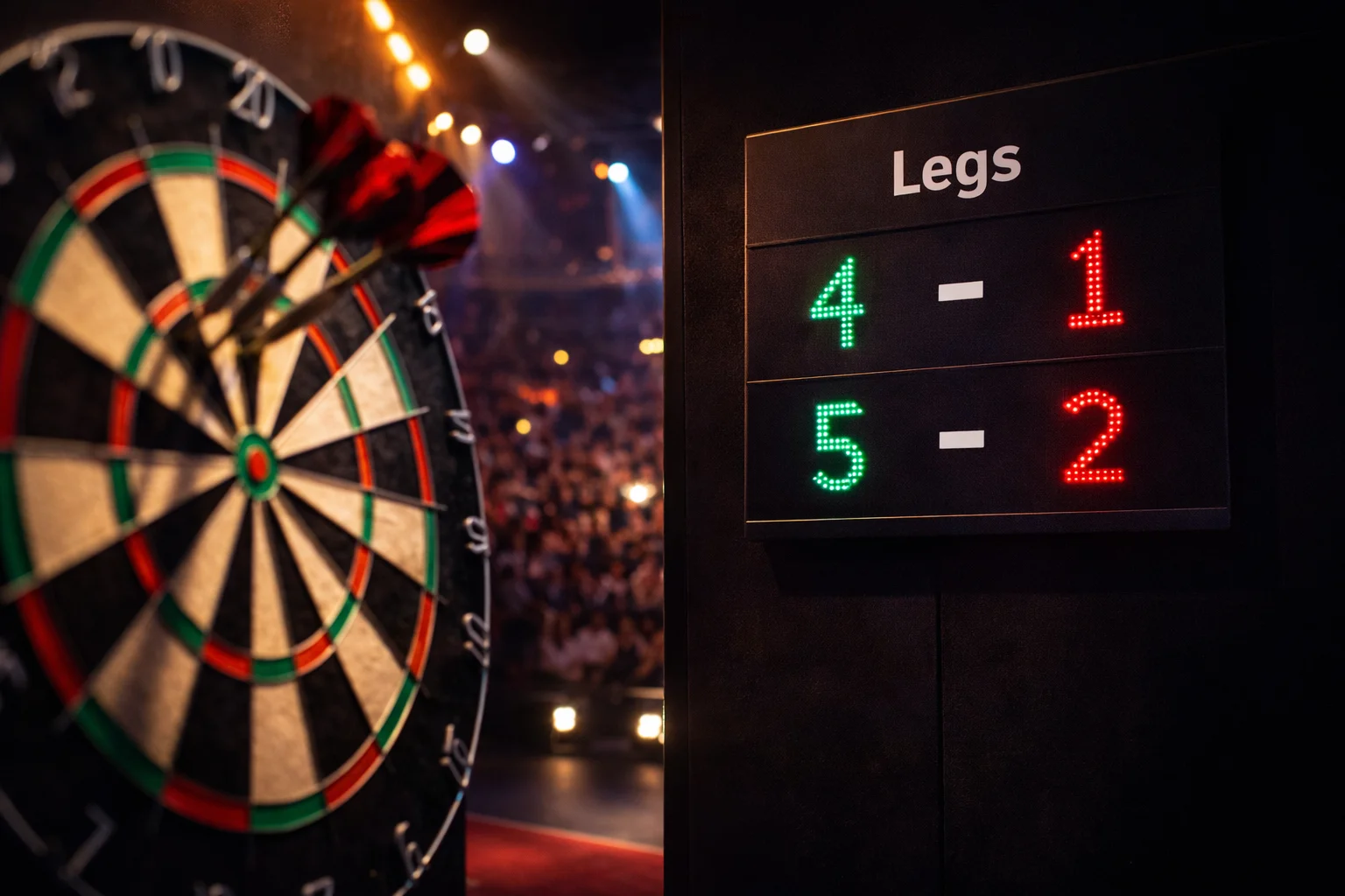 Darts Handicap Wetten mit Anzeigetafel und Leg-Stand