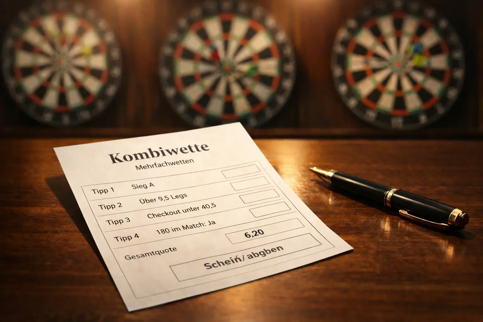 Darts Kombiwetten mit mehreren Tipps auf einem Wettschein