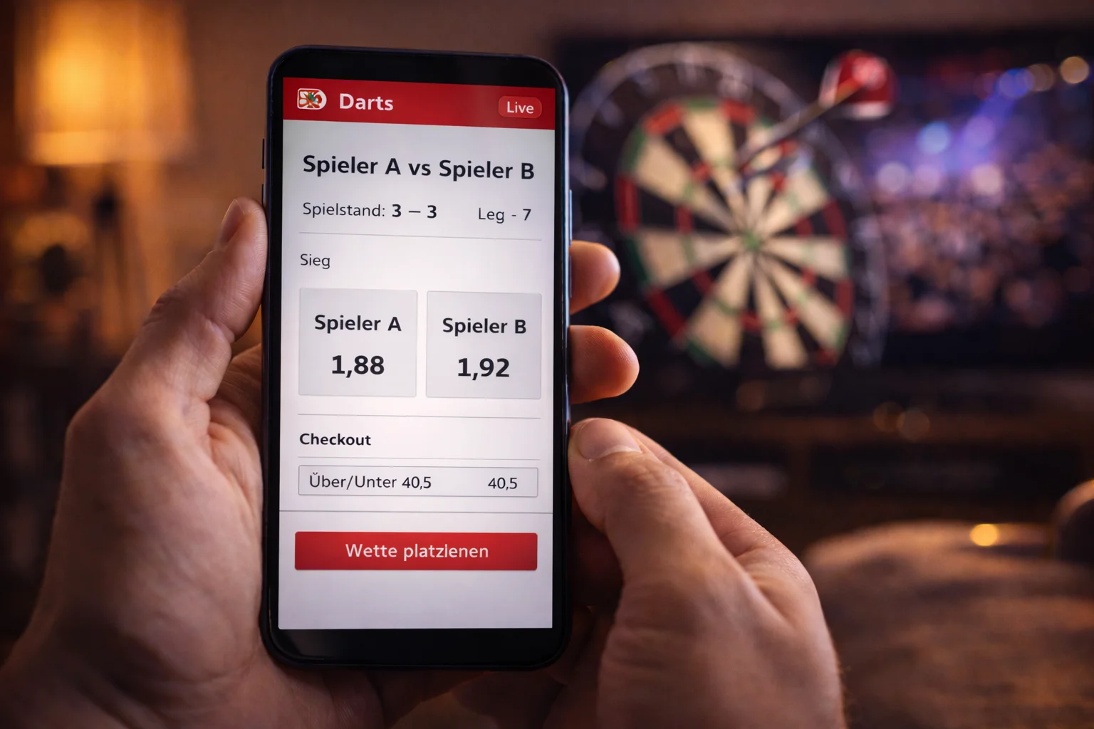 Darts Wetten App auf Smartphone