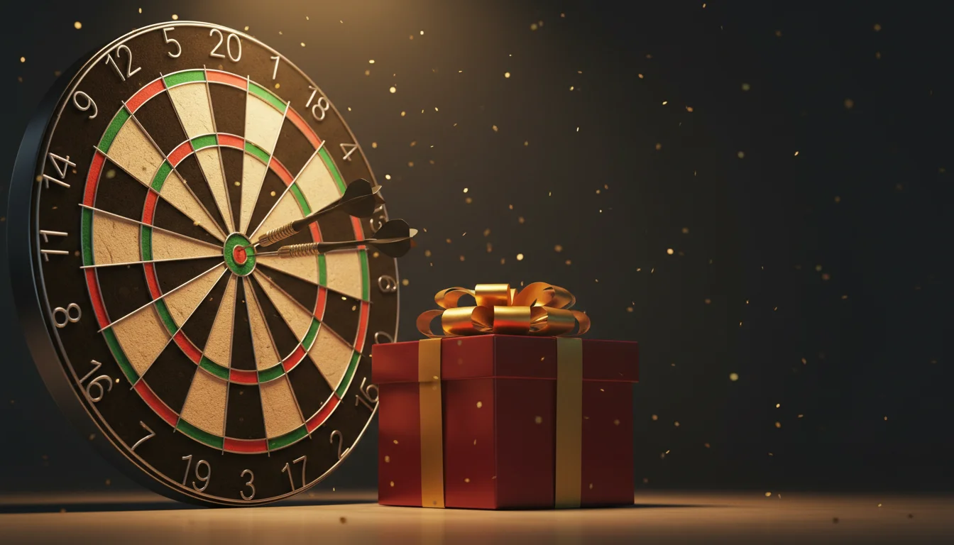 Darts Wetten Bonus mit Dartscheibe und Geschenkbox