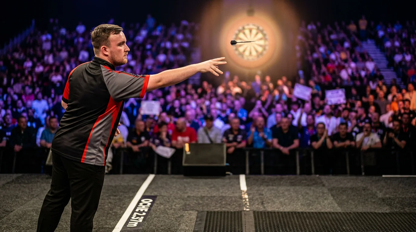 Luke Littler beim Dartspiel