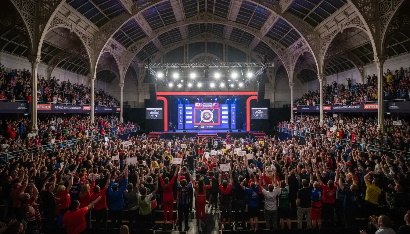 PDC World Championship im Alexandra Palace mit jubelndem Publikum